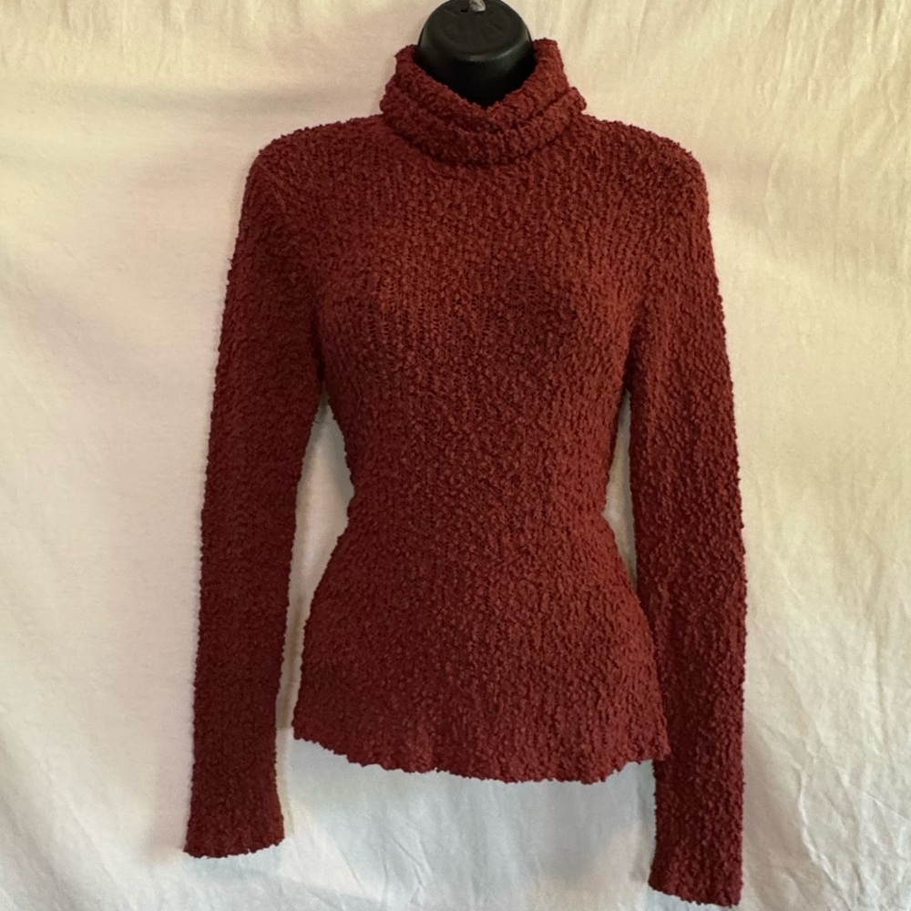 B-97 David Brooks Rust‎ Red Turtle neck Long Sleeve Pullover Sweater Size S